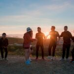 teen group at sunset